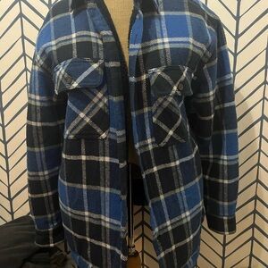TNA Blue and Black Plaid Shirt Jacket